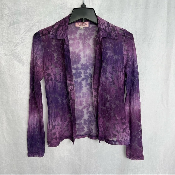 Purple Lace Y2K Button Up Top - Picture 6 of 7